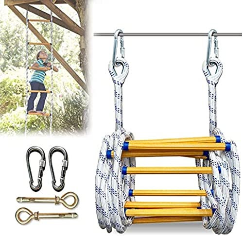 Escaleras de Escape de Incendios, Escalera de Cuerda de Escape de Incendios con mosquetones Resistentes, Escalera de Escape de Emergencia con peldaños Resistentes, Escalera de Cuerda portáti