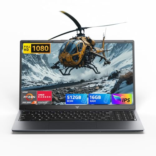 Tivique 2026 Ordenador Portátil 15.6 Pulgadas con Procesador 4300U hasta 3.7 GHz, (Supera N150/N95/3500U) 16GB RAM DDR4 512GB SSD, WiFi 5/2.4G, USB 3.2, BT 5.0, HDMI, Type-C, Obturador para Cámara