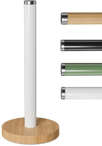 Portarrollos de Cocina JAMAX, Color Blanco, Soporte para Toallas de Papel, de Acero Inoxidable, Organizador de Rollos de Cocina, dispensador de Rollos de Cocina clásico para Cualquier Cocina (Blanco)