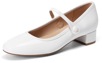 DREAM PAIRS Mary Jane Donna – Comode Eleganti Scarpe Slip-on con Tacco Basso e Largo – Modello Chiuso a Punta Tonda, Ldeale per Lavoro e Tempo Libero,Size 39,Bianco,SDPU26008W