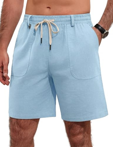 iClosam Short Homme en Coton Taille Élastique avec Poches,M-3XL | léger et confortable,avec taille élastique, porte-clés, pour le quotidien, les vacances et les week-ends décontractés