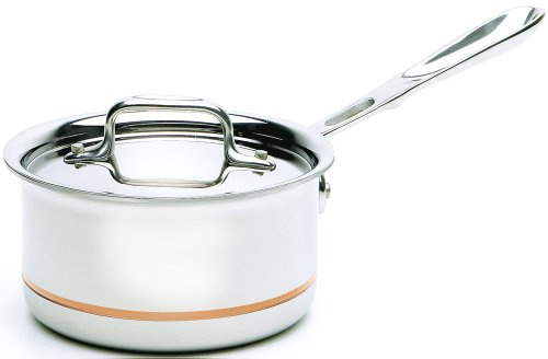 All-Clad 6201.5SS Euro Copper-Core Saucepan with Lid 15.2 cm, 1.4 L, Suitable for Induction Cookers, Stainless Steel
