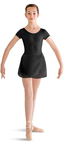 Bloch Dance Girls Prisha Short Sleeve Leotard Dress, Black, 14