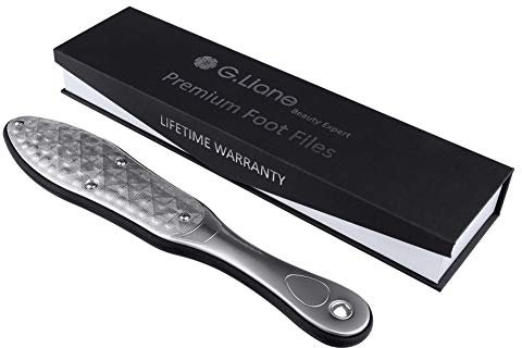 G.Liane Pediküre Hornhautraspel Fußfeile – Fuß Raspel Doppelseitig - Schwielen Entferner Professionelles Fußpflege Werkzeug aus Edelstahl - Feile für Extra glatte und schöne Füße (Schwarz)