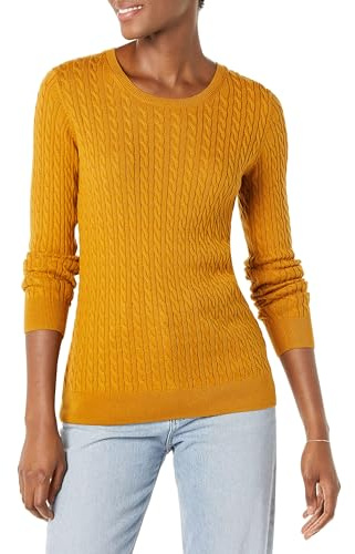 Amazon Essentials Jersey Ligero de Manga Larga de Punto Trenzado Mujer