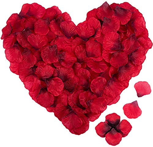4000 Pieces Rose Petals, Artificial Silk Flowers Petals Romantic Decorations, Emulation Rose Petals for Wedding Decoration, Valentine's Day, Confession Decoration, Party Decoration (Dark Red)