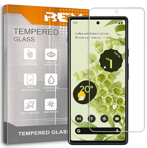 REY Bildschirmschutz aus gehärtetem Glas für Google Pixel 6A, Schutzfolie, Displayschutzfolie 9H+ Härte, Anti-Kratzen-Öl-Bläschen