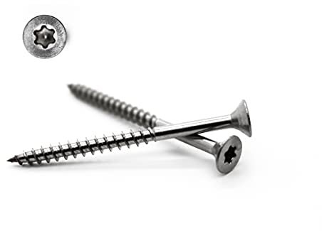 100 Stück Spanplattenschrauben 3,5x50 mm - A2 - Edelstahl - Torx - TX10 - Senkkopf - Teilgewinde - Holzschrauben - Schrauben (100, 3,5x50 mm)