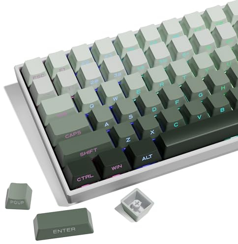 XVX Shine Through Gradient Seaweed Green Keycaps - Side Print, Double Shot PBT, 136 Keys, OEM Profile for Cherry Gateron MX Switches