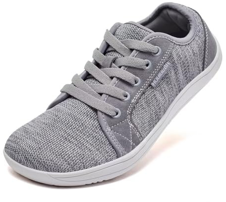 HOBIBEAR Unisex breda barfotaskor minimalistiska utomhus spår löpning promenadskor, LJUSGRÅ, 37 EU