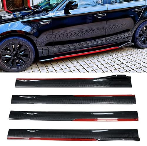 Auto Seitenschweller Flügeldiffusor für Audi A1 A3 A4 A5 A6 A7 A8 B6 B7 B8 B9 C6 C7 C8 D3 D4 D5 D6,Universal Trittbretter Seitenschürze Seitenrock Splitter,A/Carbonfiberred