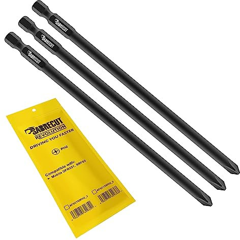 3 x SabreCut AFSC155PH2_3 155mm PH2 Autofeed Collated Drywall Screwdriver Gun Bit Single Ended Phillips No.2 Heavy Duty Compatible with Makita DFR551 XRF03