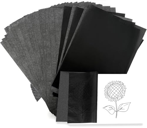 KIPTVO 100PCS Carbon Paper for Tracing, Black Carbon Paper, Thick Quality Black Graphite Tracing Paper A4, for Smooth Sketching on Transfer Paper, Fabric, Metal, Glass, Wood, Canvas, Copy Paper