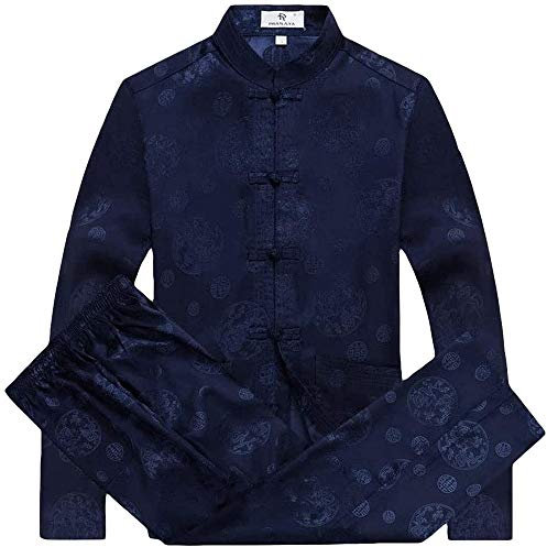 Rubruan Chinesische Tangzhuang Kleidung Anzug - Traditioneller Tang-Anzug Kampfkunst Kung Fu Tai Chi Uniform Trainingsanzug Langärmelige Jacke Hose Drachen Kostüm für Damen Herren