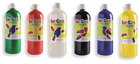 Craftplay Ready-mix paint | Pack of 6 colours | 1 litre bottles | Artmix paint | Toycolor