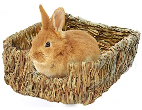 Grashaus Für Kaninchen - Natürlich Getrocknetes Gras Heuhaus, Faltbare Betthütte Extra Großes Nagerhaus Heuhaus Grashaus Für Hasen, Meerschweinchen