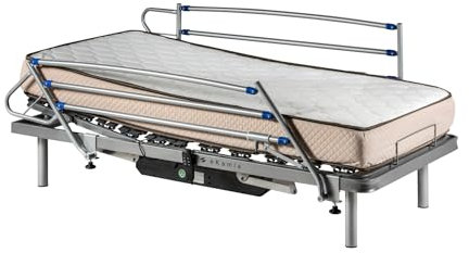 ekamia - ERIS Cama Articulada Eléctrica con colchón Wite y barandillas. - 90cm x 190cm, Mando con Cable