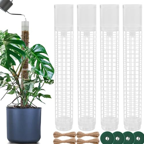 BDHHFAM Selbstbewässerung moosstab - 4 x 44cm ausziehbare Pflanzenstützen für Zimmerpflanzen - 80 cm Kunststoff-Moosstab für das Training von Pflanzen, die nach Oben Klettern - Verwendung mit Moos