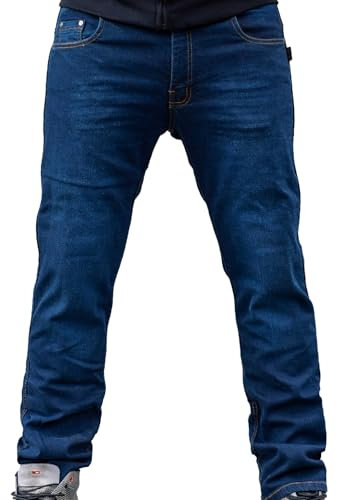 Mycl Turell Motorradhose Herren Jeans - Billy Jeans Classic Gentle Motorrad Hose (Blau) - Zonen mit Gel-Protektoren und 100% Genuine Dupont™ Kevlar® Fiber - Stylish & Sicher (Weite, Länge: 36, 36)