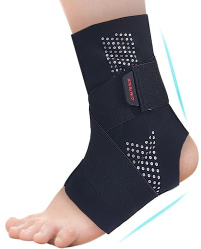 COMFORCE Fascia per caviglia con morbido cuscinetto in silicone, fascia di compressione per caviglia e caviglie, per lesioni ai legamenti, recupero delle lesioni, protezione sportiva
