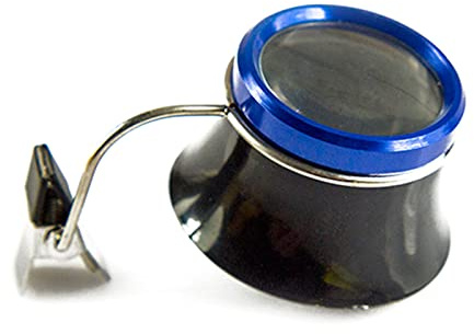 10X Clip-On Glasses Magnifier Meatl Alloy Jewelry Loupe Lens Glasses Watchmakers Inspection Tool Red/Blue