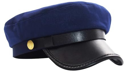 Bohue Retro Flat Top Cap Vintage Newsboy Cap Taxi Driver Theme Hat for Driver Costume Supplies (Blue)