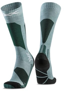 X-Socks Ski Discover OTC Calcetines de esquí para mujer - Alto rendimiento, comodidad óptima, protección mejorada y ajuste superior - Verde salvia/Césped inglés, 41-42