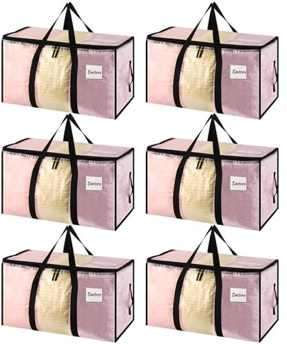 Dntorx 6 Pack Large Clothes Storage Bags with Lids Transparent Moving Bags Heavy Duty Moving Totes Packing Bags with Zips for Moving House Clothes Bedding Duvet Toys Storage