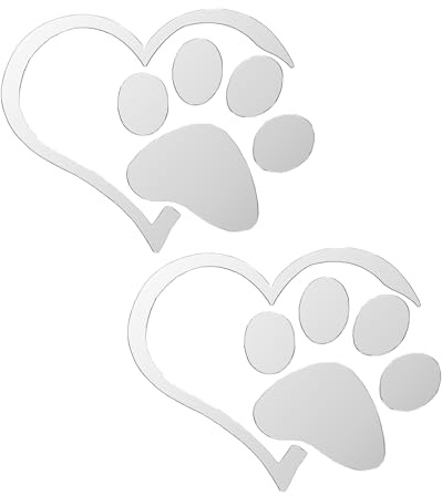 Flaconi Pegatinas Coche,Pegatinas Coche Exterior,Decoración de Automóviles,Adhesivos para Coche,Pegatinas Personalizadas Coche,3D Cromadas con Huellas de Perro,Adecuado para Coche,Camione (Plata)