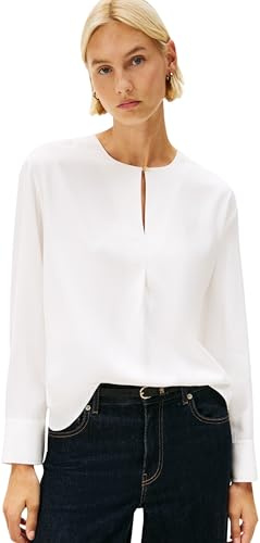 Tommy Hilfiger Donna Blusa Relaxed con Spacco, Bianco (Ecru), 44