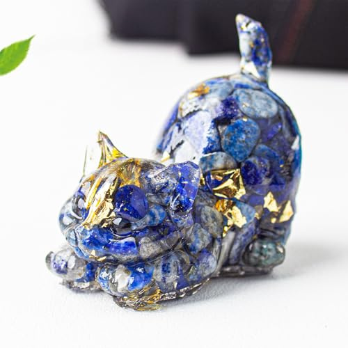 Stgbcst Figurine de chat exclusive en cristal sculptée à la main - 4,5 x 4,2 x 3 cm - Pierre précieuse - Décoration pour la maison - Élégante statue de chat en cristal et pièce de cristal décorative -