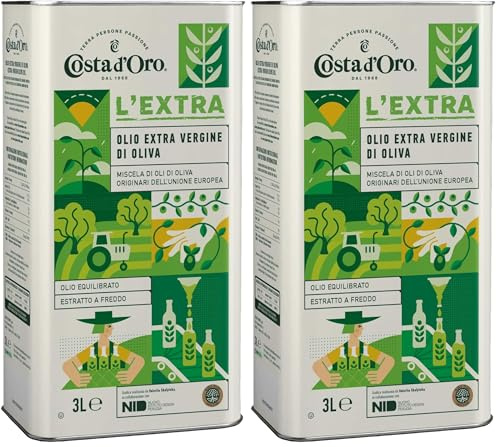 Costa d’Oro – L’Extra Limited Edition 3 L. Olio extravergine di oliva estratto a freddo, adatto a tutte le ricette. Progetto realizzato in collaborazione con NID – Nuovo Istituto Design Perugia.