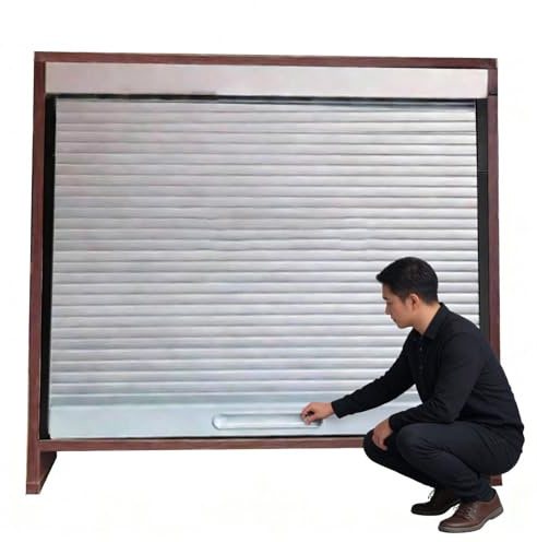 Accordion Door Custom Wide Tambour Roll Up Door Indoor Outdoor, White ABS Small Appliance Storage Cabinet Doors, Retractable Sliding Shutter Cupboard Door(18x25in (46x64cm))