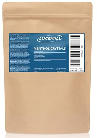 Lucemill Menthol Crystals - 100% Natural, Soothing & Refreshing - Cold Flu Symptoms (125g)