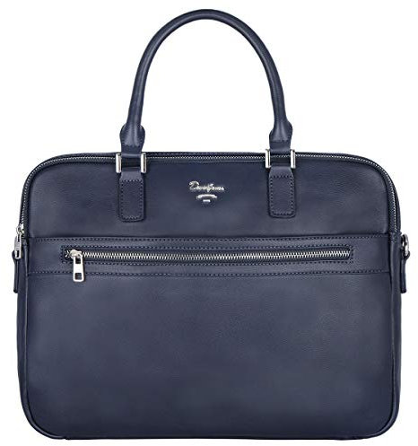 David Jones - Sac à Main Business Porte-Documents Homme Simili Cuir PU - Cartable Travail Sacoche Ordinateur Portable - Mallette Serviette Affaires Professionnel Bandoulière Porté Epaule - Bleu