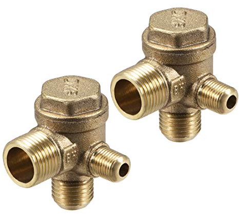 sourcing map Clapet anti-retour du compresseur d'air 90 degrés fileté mâle laiton M10 x M14 x PT3/8 2Pcs