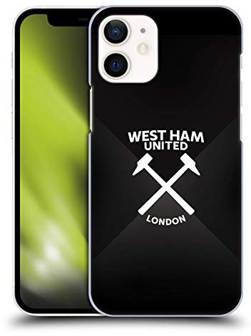 Head Case Designs Officially Licensed West Ham United FC Black & White Gradient Hammer Marque Kit Hard Back Case Compatible With Apple iPhone 12 Mini