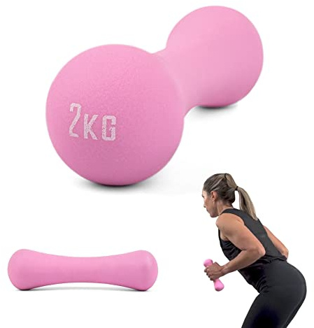 Phoenix Fitness RY1558 Neoprene Dumbbell Weight for Home Exercise Men, Women and Kids Arm Hand Weights Pilates Dumbbells - Sold as Singles - 2KG, Pink
