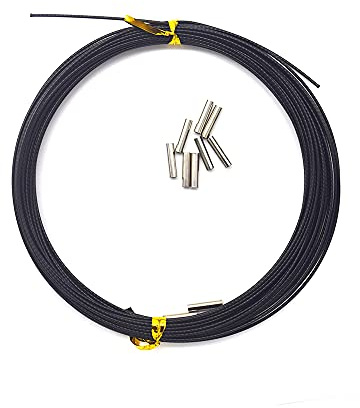 5LB-280LB 7 Strands Stainless Steel Wire Leader Nylon Coated-32.8ft Fishing Leader with 10pcs Crimp Sleeves (Black, 80LB)