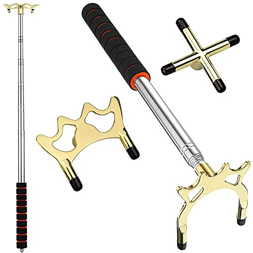 ORICOOL Queuebrücke-Queue Zubehör-Billard Queue Versenkbare - Billard Queue Stick Brücke mit 3 Stücke Abnehmbarem Messing Brücken Kopf Stück Billard und Snooker(Gold)