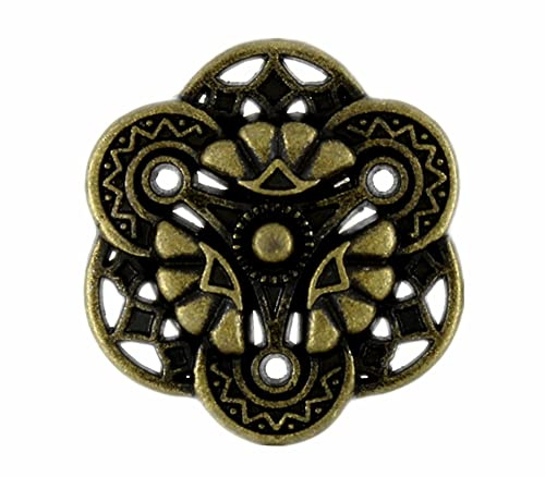 Bezelry 12 Pieces Gothic Flower Art Metal Shank Buttons 18mm (11/16 inch) (Antique Brass)