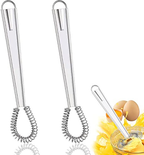 Fruste da Cucina, 2 Pezzi Frusta a Mano in Acciaio Inossidabile, Sbattitore Manuale, Frusta a Spirale, 20.5 * 3.5cm, per Mescolare, le Uova, Mescolare la Pastella, la Schiuma