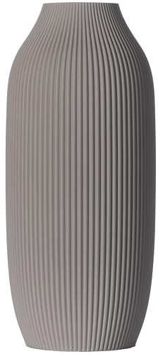 3D Vase Dekovase Stella L 30cm Bodenvase Hellgrau Deko Vase Pampasgras Trockenblumen