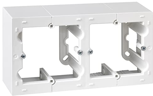 SIMON - Caja de Superficie Doble, Base Enchufe para Empotrar, Serie Simon 10, Apta para Interiores (IP20), Fácil de Instalar, Dos Elementos, Color Blanco