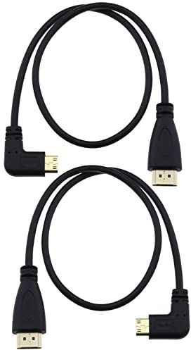 ECSiNG 2pcs Mini HDMI vers HDMI Câble 50cm Mini HDMI Mâle 90 Degrés Gauche et Droite vers HDMI Mâle Câble pour Caméra Vidéo Carte Ordinateur Portable Tablette HDTV Moniteur Projecteur