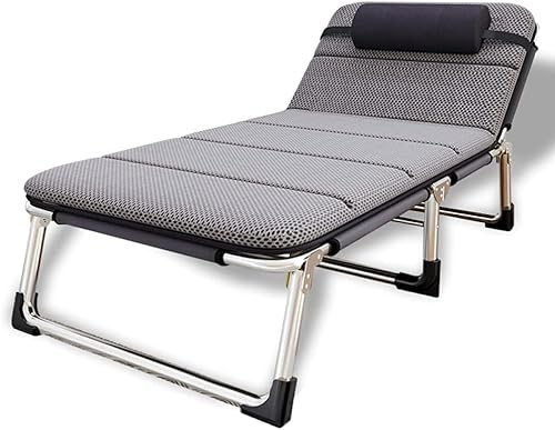 Folding Sun Lounger for Garden, Extra Wide and Adjustable Relaxing Chair for Patio, Beach and Pool, with Cushion Support, Maximum Load 200 kg (Grey + B 75 cm + Wide)