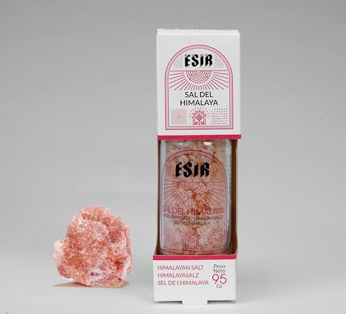 Esir Sel rose de l'Himalaya, sel cristallin naturel riche en minéraux, sel de table 100% végétalien grossier, sel gemme pur | Sel original non traité |95 G|