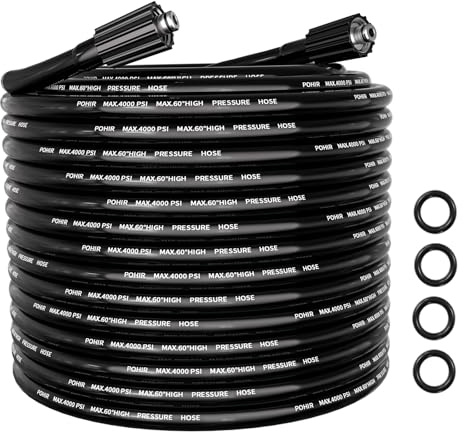 POHIR Pressure Washer Hose 50FT, 1/4'' ID M22 No Kink Replacement Hose