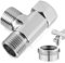 Shower Diverter Valve, 3 Way T Shape Adapter G1/2 Brass Shower Splitter Shower Hose Connectors Anti Rust Plumbing Valves Reducing Joint for Bidet (Silver)