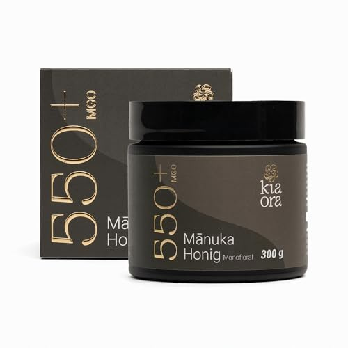 kiaora Mānuka - Manuka Honig 550 MGO + 300g im Glas (lichtundurchlässig, kein Plastik) - laborgeprüft, zertifiziert aus Neuseeland